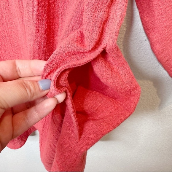 Soft Surroundings Red Gauzy Women’s Plus Button Henley Popover Tunic Top Sz 3X - Picture 7 of 11